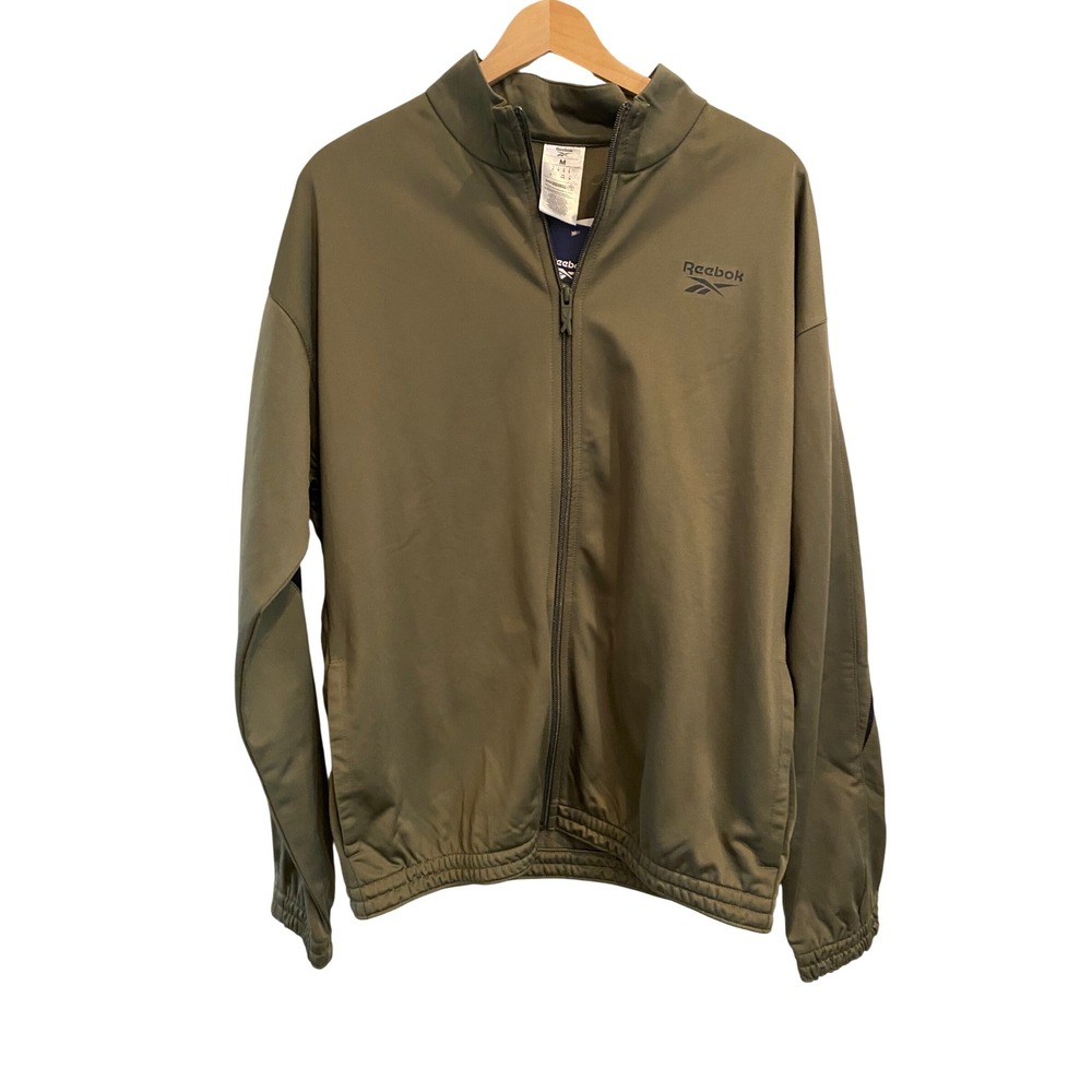 Reebok RI Vector Knit Tracktop Mens Medium Army Green Full Zip Jacket 100071053